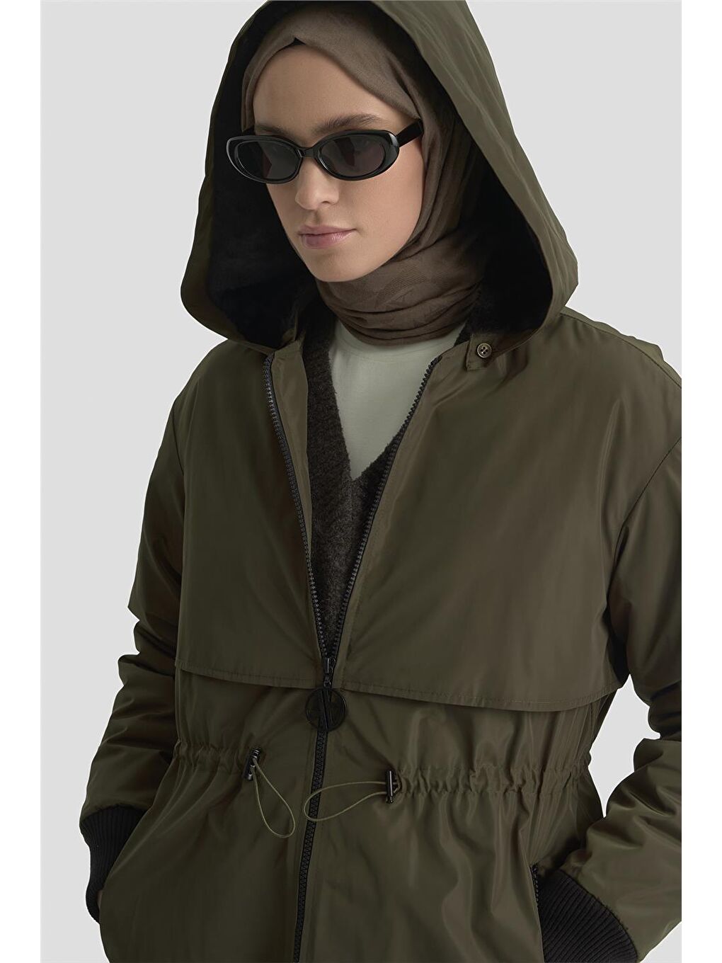 Aller Detaylı Kapitone Manto 25Kt1726 Haki-3