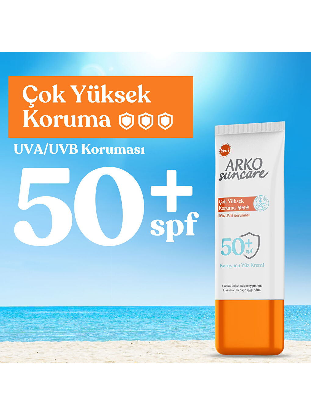 Arko Beyaz Spf50+ Vücut Güneş Losyonu 200 ml & Spf50+ Yüz Güneş Kremi 50 ml Çanta Hediyeli İkili Yaz Seti - 3