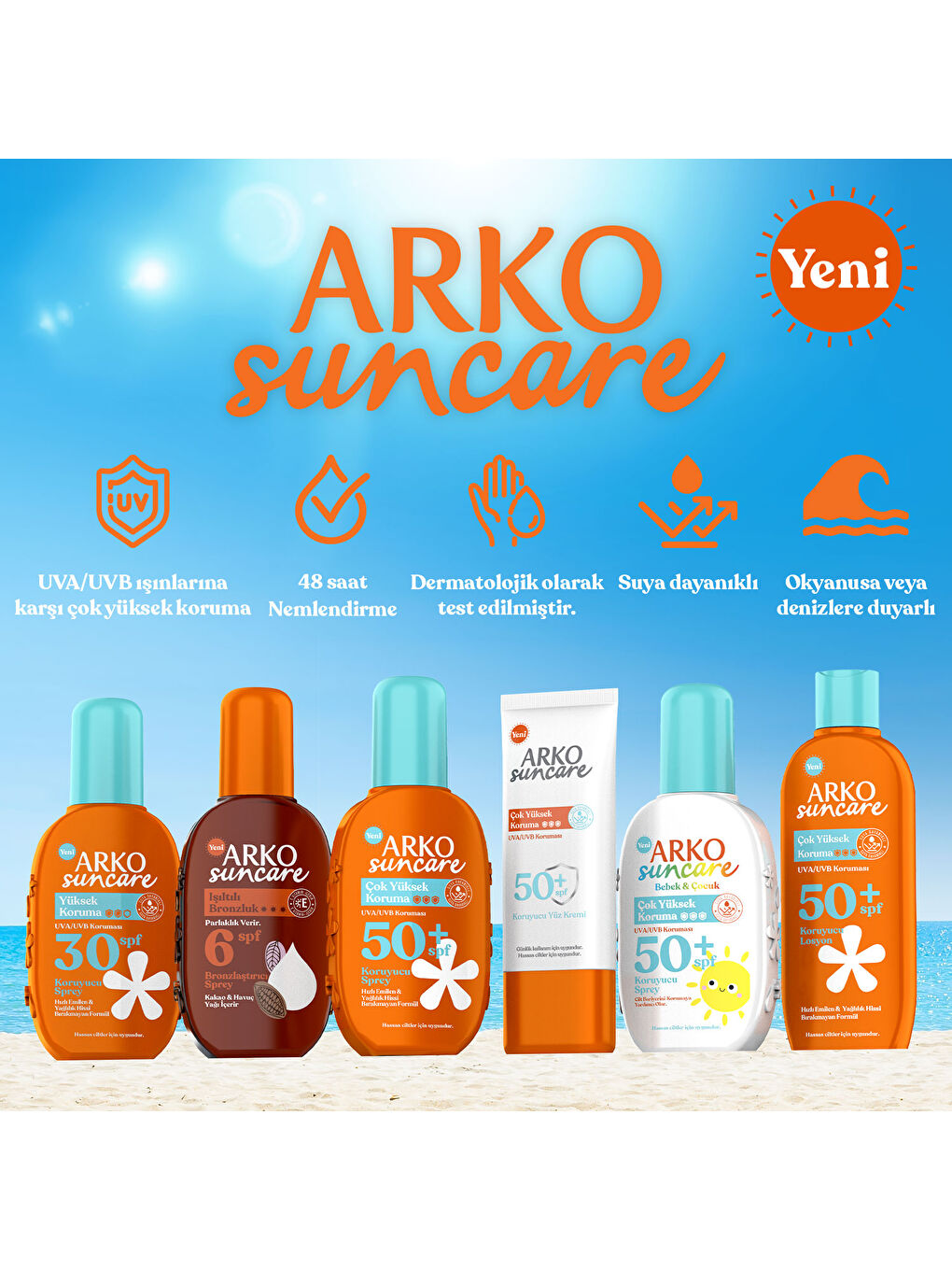 Arko Beyaz Spf50+ Vücut Güneş Losyonu 200 ml & Spf50+ Yüz Güneş Kremi 50 ml Çanta Hediyeli İkili Yaz Seti - 4