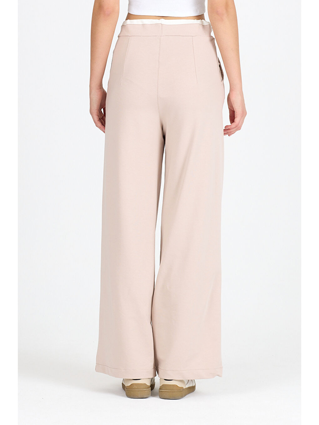 Pembe Kadın Kemeri 2 Renk Detaylı İspanyol Paça Pantolon 5006-3