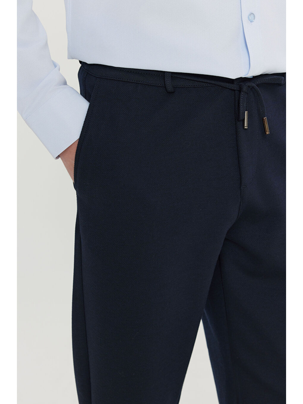 Erkek Lacivert Jogger Slim Fit Dar Kesim Yan Cepli Beli Bağlamalı Casual Pantolon-3