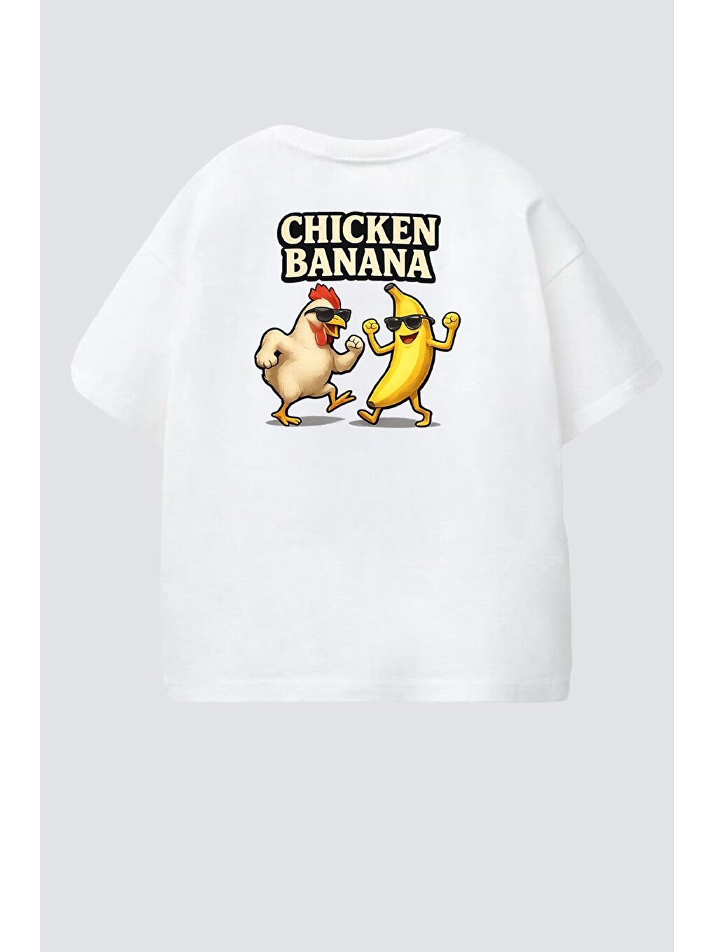 Ekru Erkek Çocuk Pamuklu Bisiklet Yaka Sırtı Baskılı T-Shirt