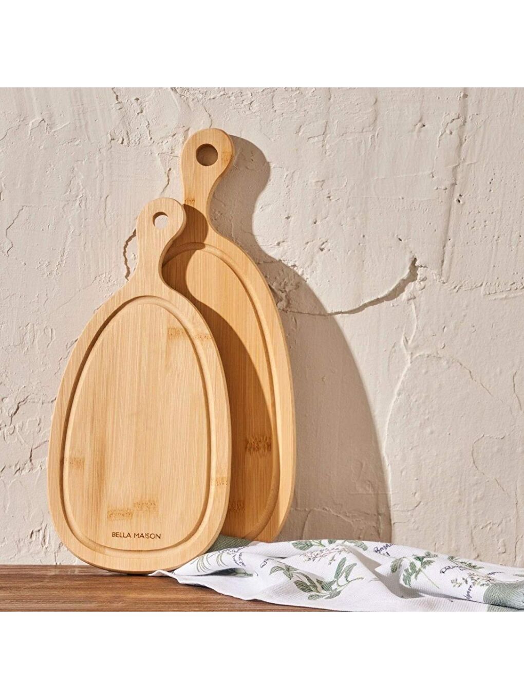 Bej Lia 2'li Bambu Kesme Tahtası Seti Naturel-6