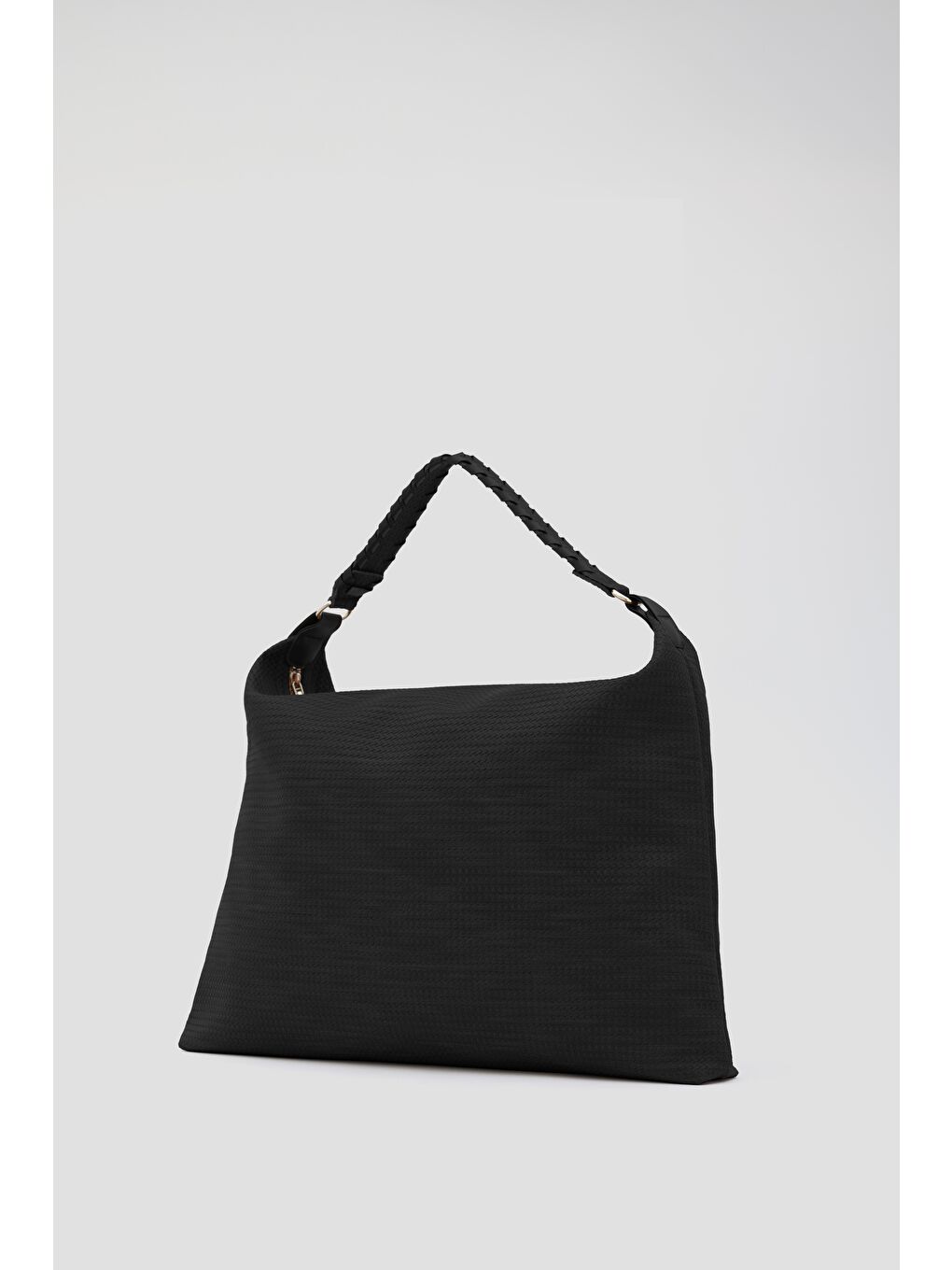 Polly Örgülü Salaş Omuz Çantası Siyah-2