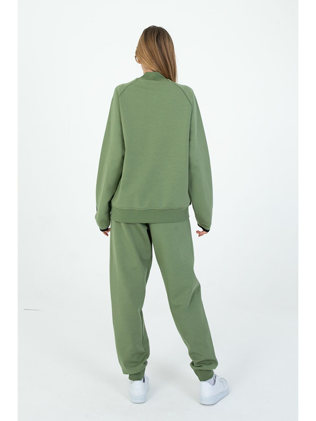 Haki Çocuk Ayarlanabilir Bel Fermuarlı Baskılı Eşofman Takım-3