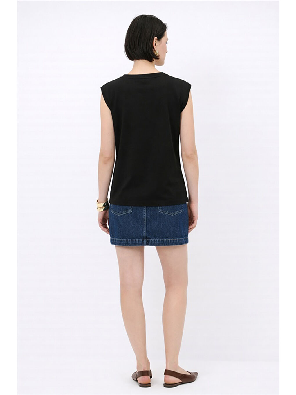 Siyah Pamuklu Pencere Detaylı Taşlı Kadın Bluz 26Y0165K1-4