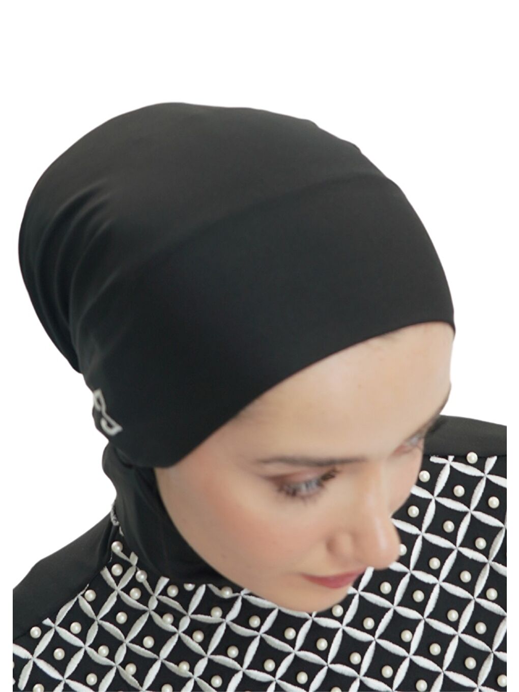 Siyah İnci Nakışlı Tesettür Mayo-3