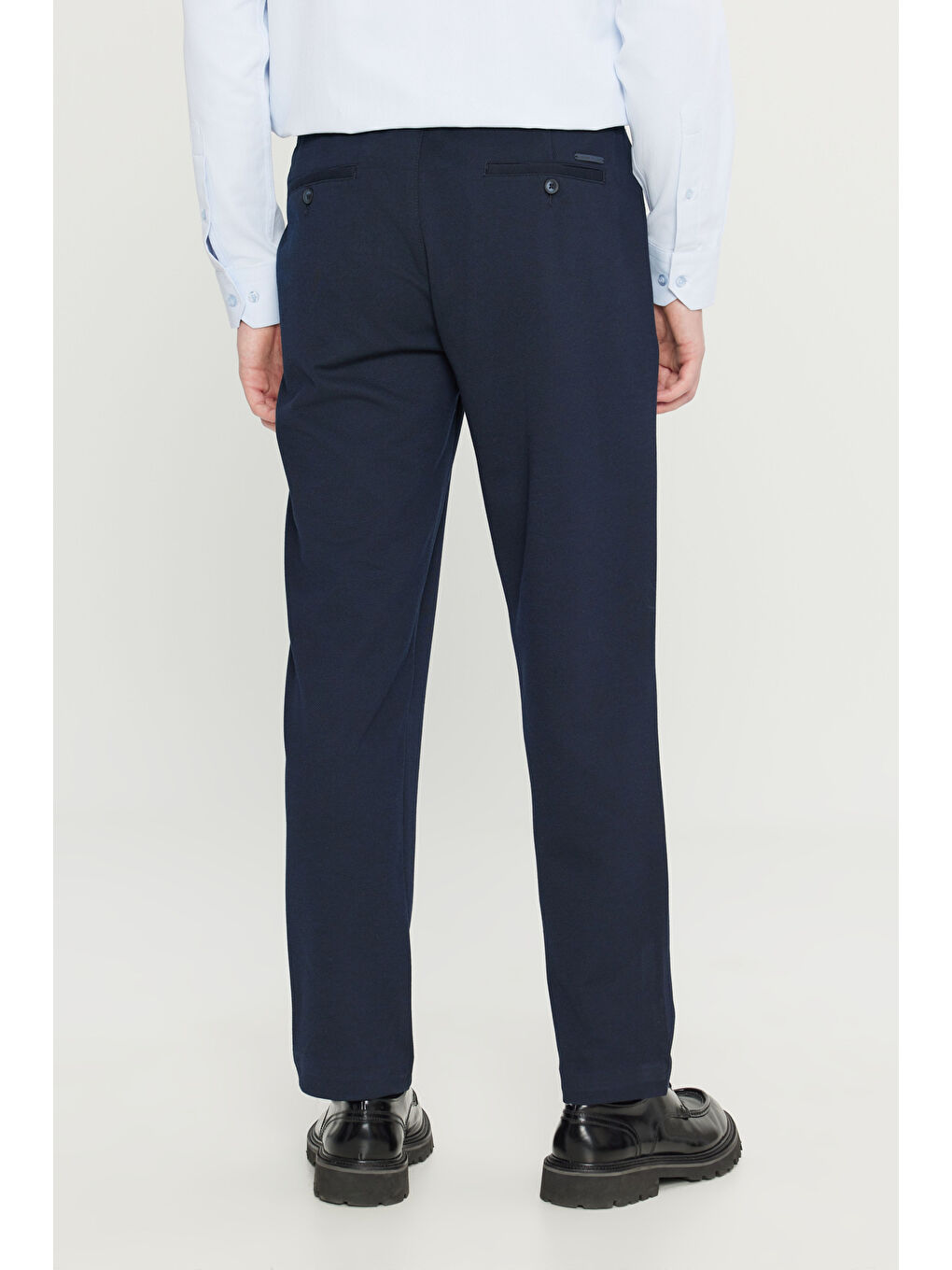 Erkek Lacivert Jogger Slim Fit Dar Kesim Yan Cepli Beli Bağlamalı Casual Pantolon-4