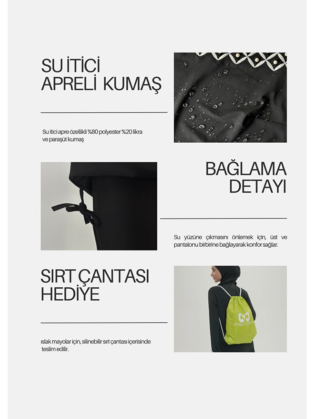 Siyah İnci Nakışlı Tesettür Mayo-5