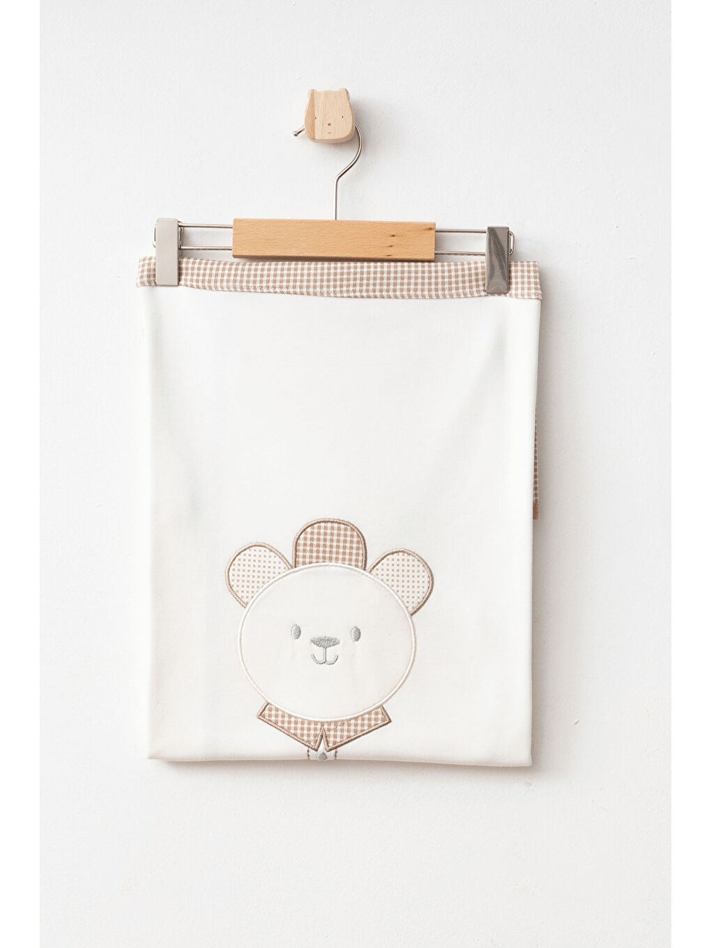 Bej Erkek Bebek Ayı Desenli Bebek Battaniyesi 80 Cm * 90 Cm