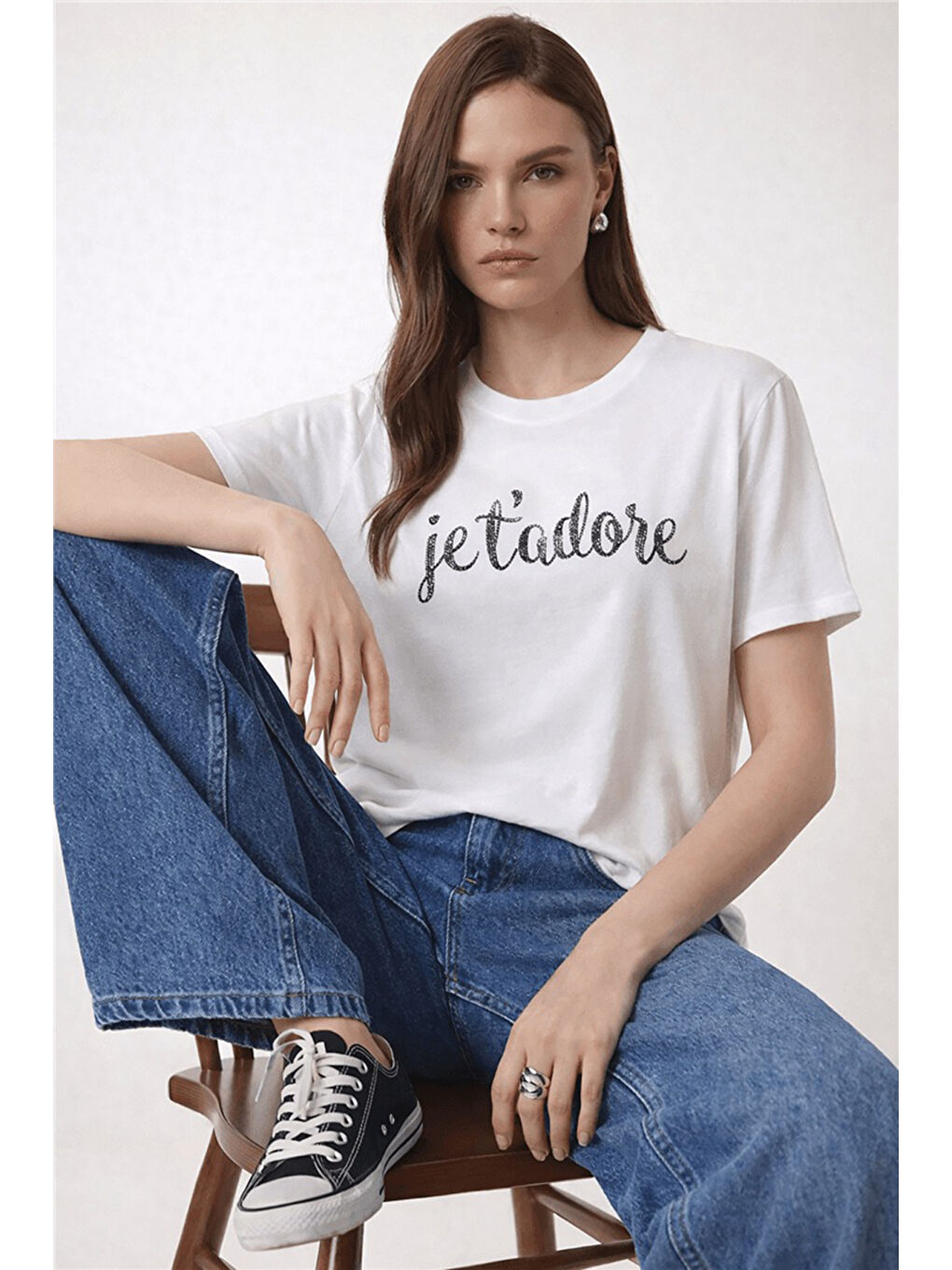 Ekru Dökümlü Baskılı Bisiklet Yaka Kadın Bluz 26Y0190K1-1