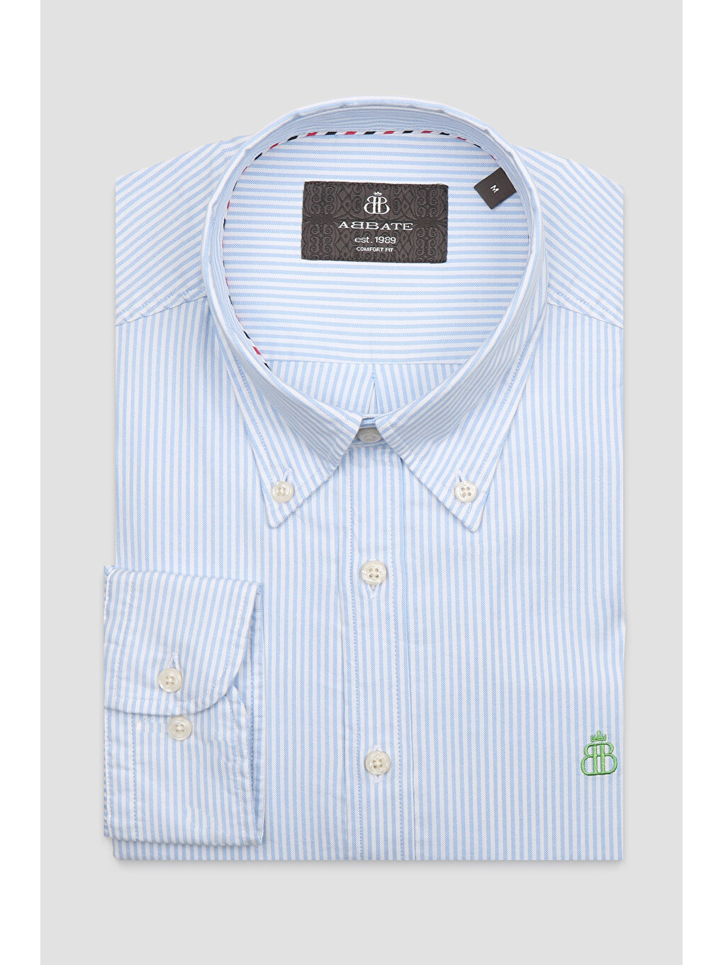 Luca Oxford Stretch Pamuk Karışımlı Comfort Fit Açık Mavi Düğmeli Yaka Erkek Çizgili Gömlek-4