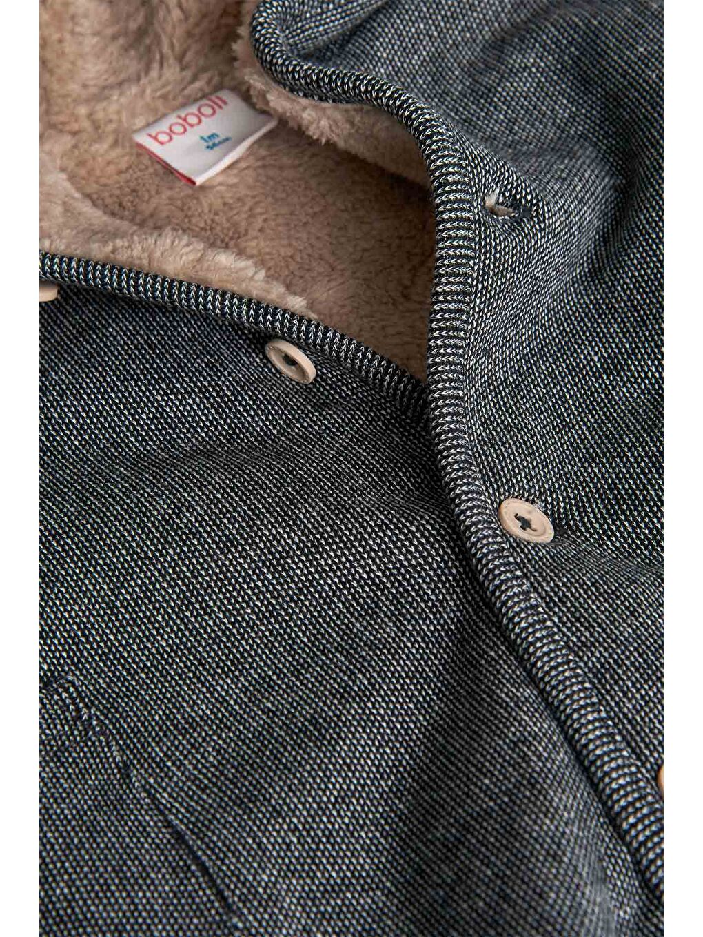 Gri Erkek Bebek Düz Kapüşonlu Tulum-2