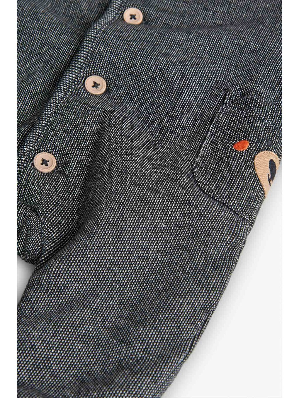 Gri Erkek Bebek Düz Kapüşonlu Tulum-3