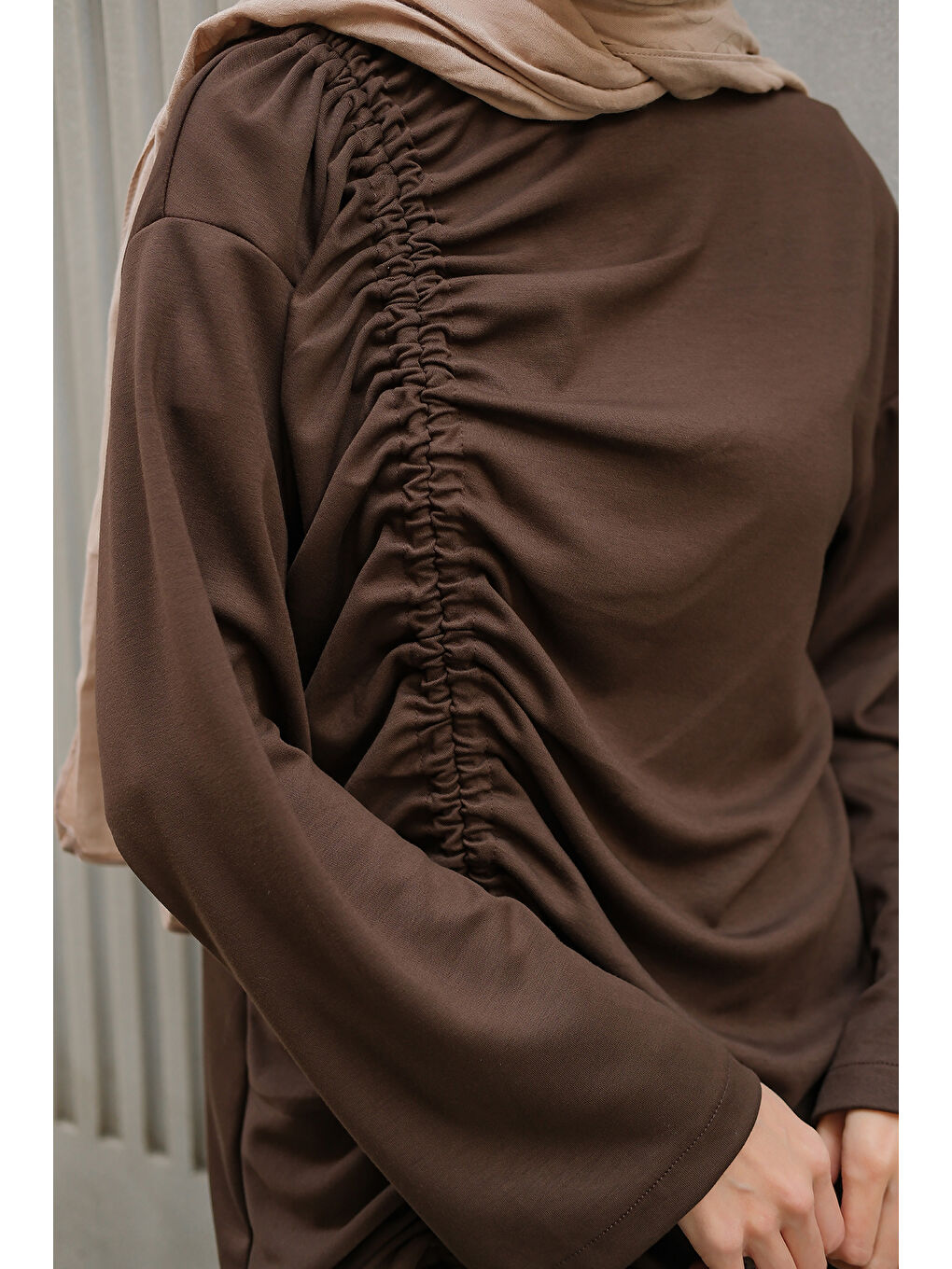 Kadın Lastik Detay İkili Takım Kahverengi-3