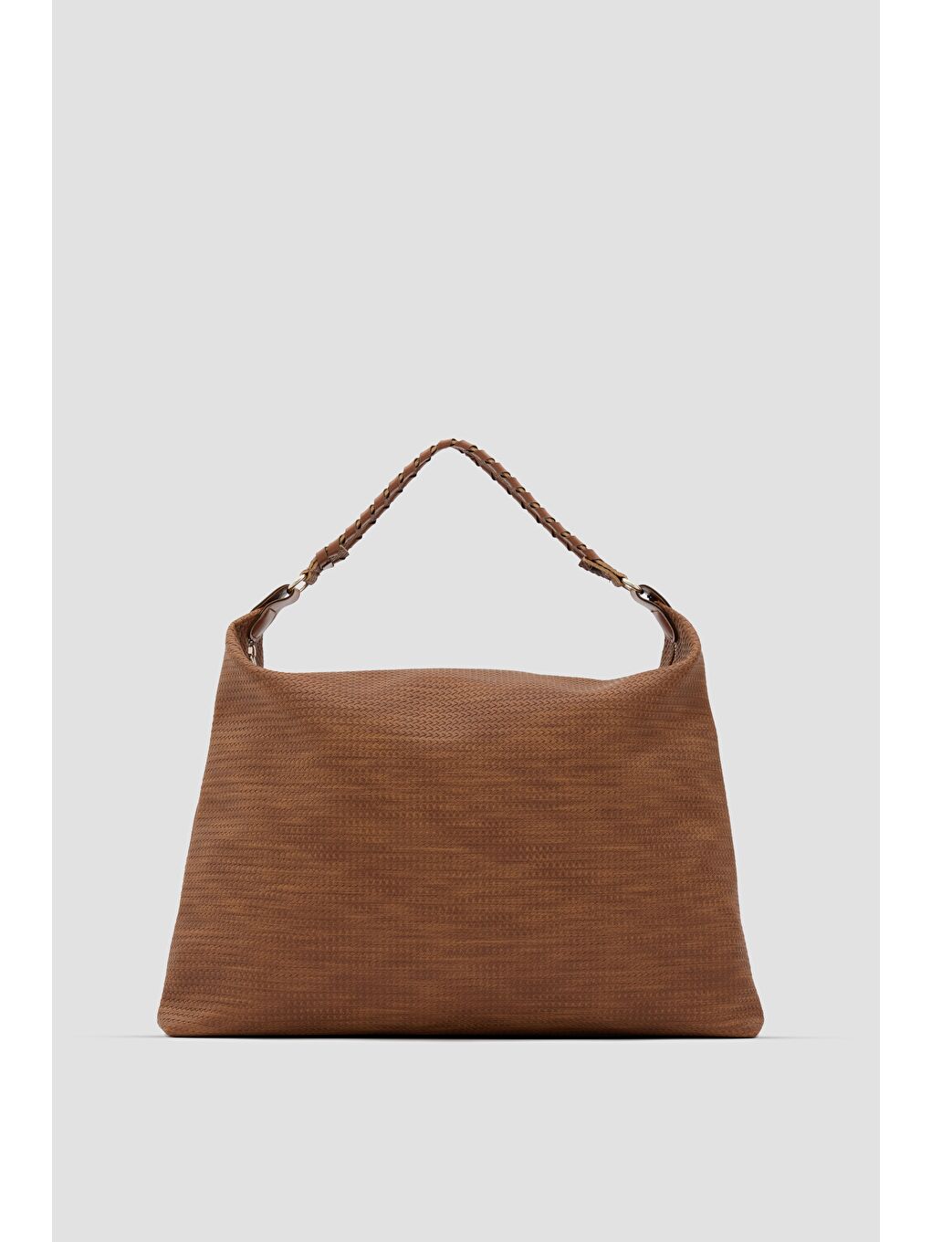 Kahverengi Polly Örgülü Salaş Omuz Çantası Taba