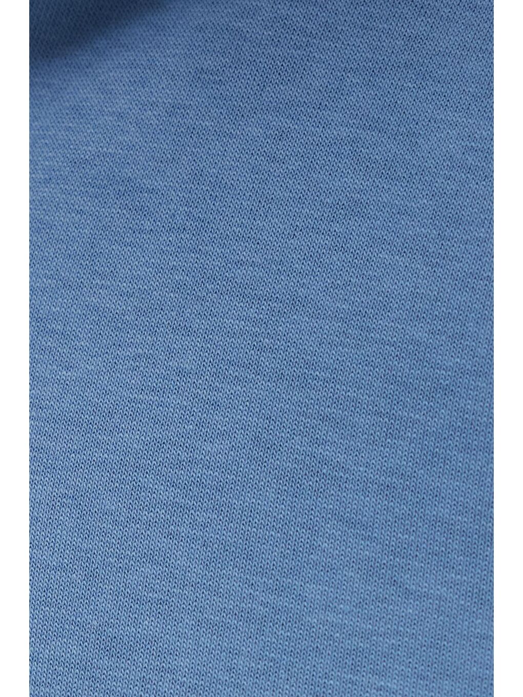 Unisex Relax Fit Rahat Kesim Pamuklu İçi Polarlı Yarım Fermuarlı Petrol Mavi Dik Yaka Sweatshirt-5