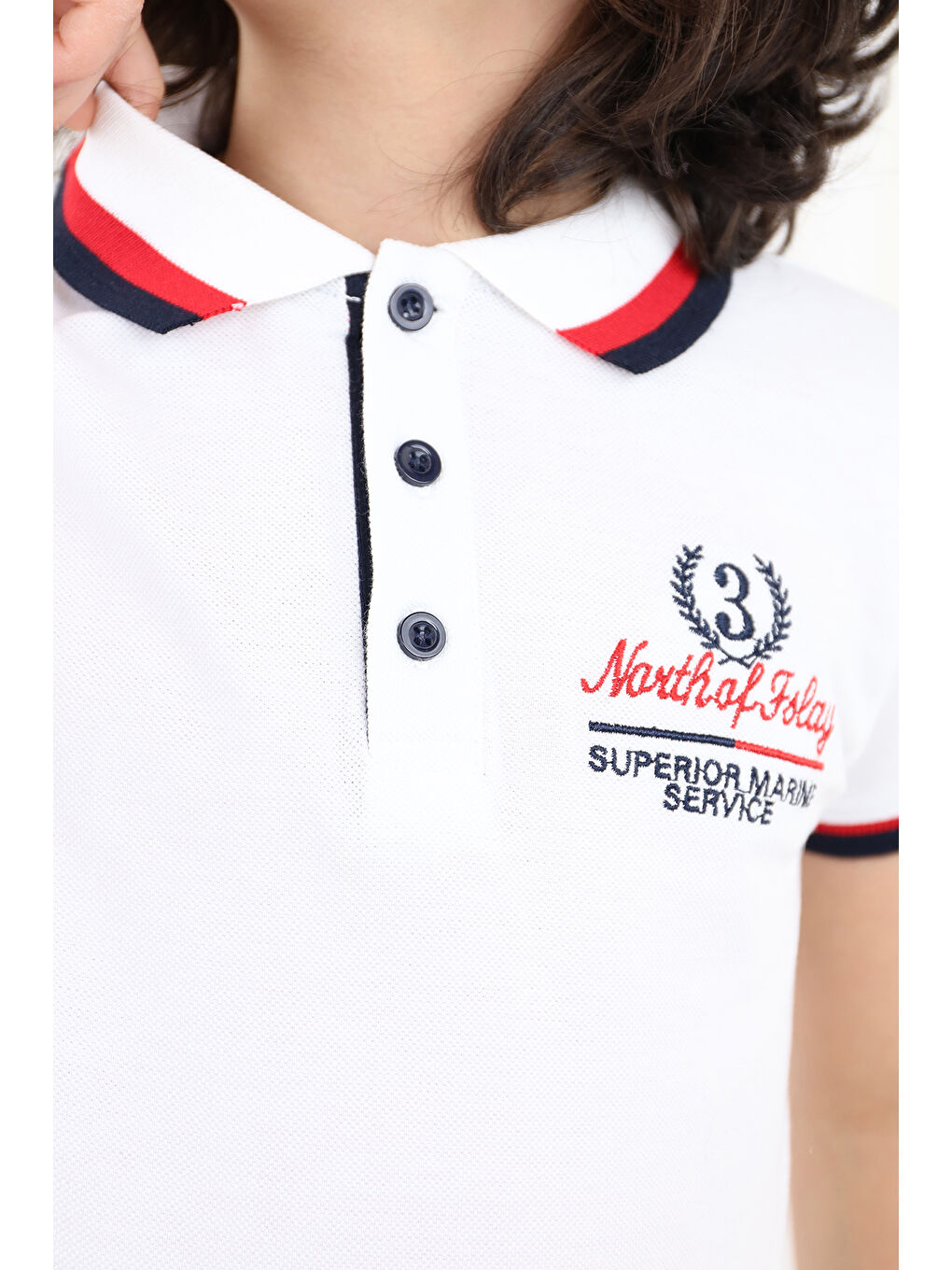 Beyaz Erkek Çocuk Nakışlı Tişört-1