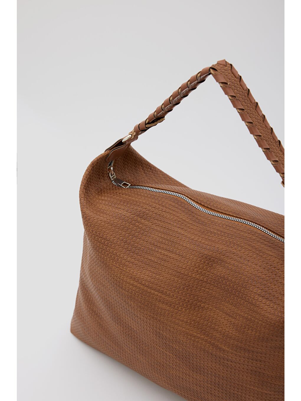 Kahverengi Polly Örgülü Salaş Omuz Çantası Taba-3