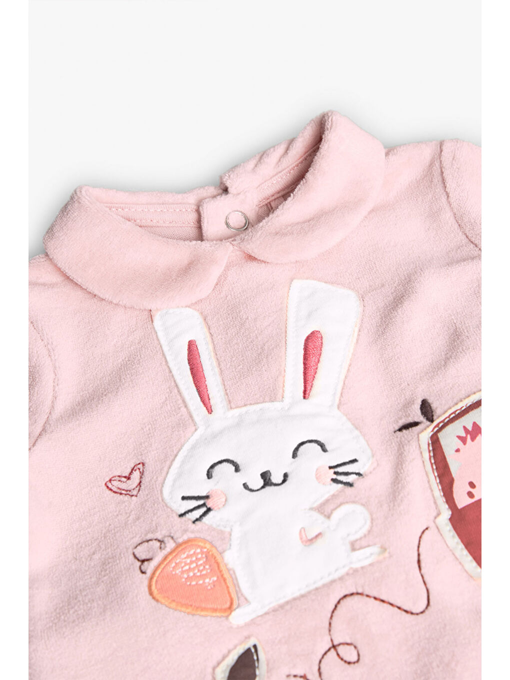 Pembe Kız Bebek Tavşan Baskı Tulum-3
