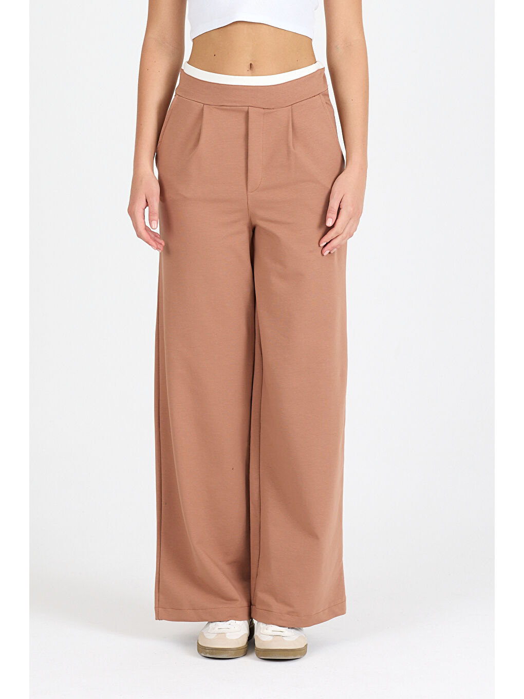 Kahverengi Kadın Kemeri 2 Renk Detaylı İspanyol Paça Pantolon 5006