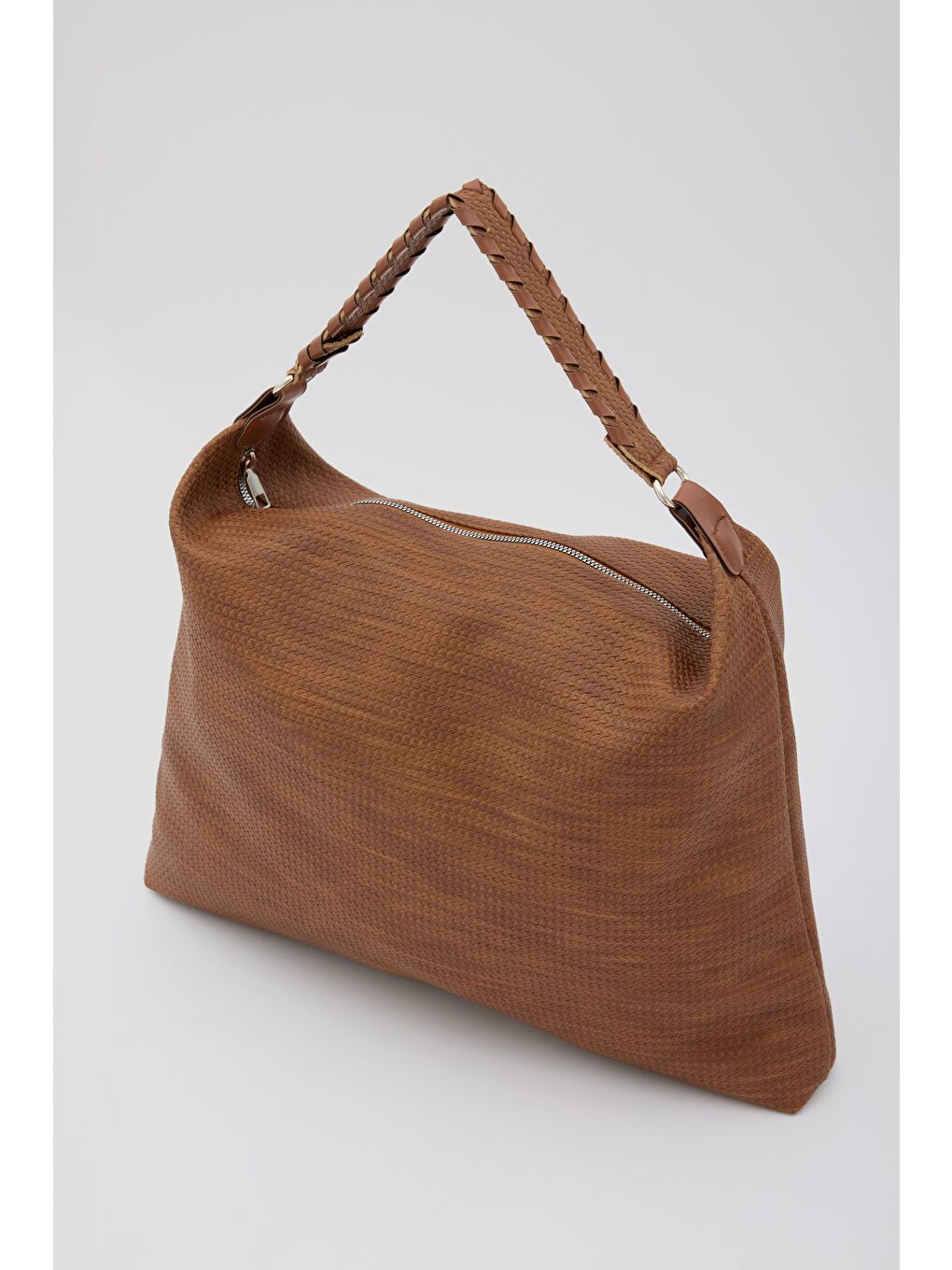 Kahverengi Polly Örgülü Salaş Omuz Çantası Taba-4