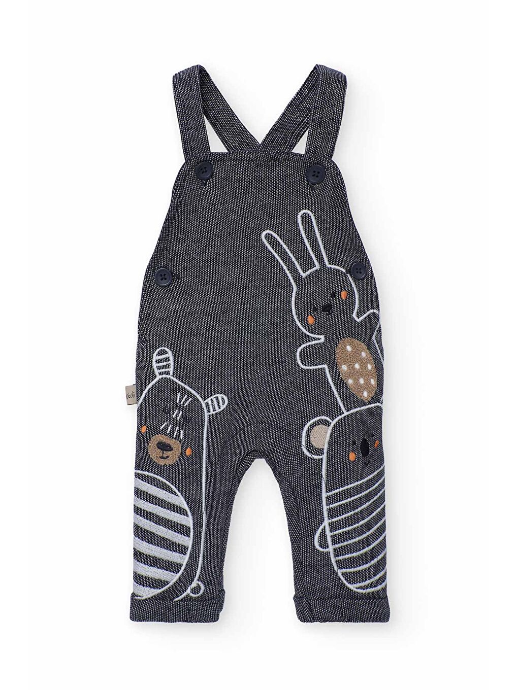 Gri Erkek Bebek Hayvanlar Baskılı Salopet Takım-3