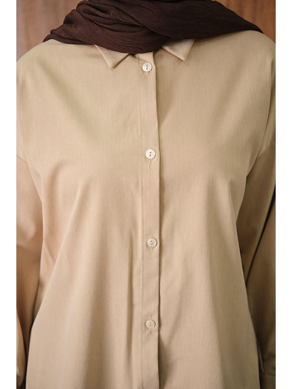 Kadın Gömlekli Takım Bej-4