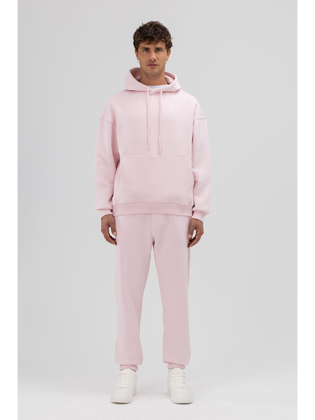 Basic Oversize Kapüşonlu Sweatshirt Lila