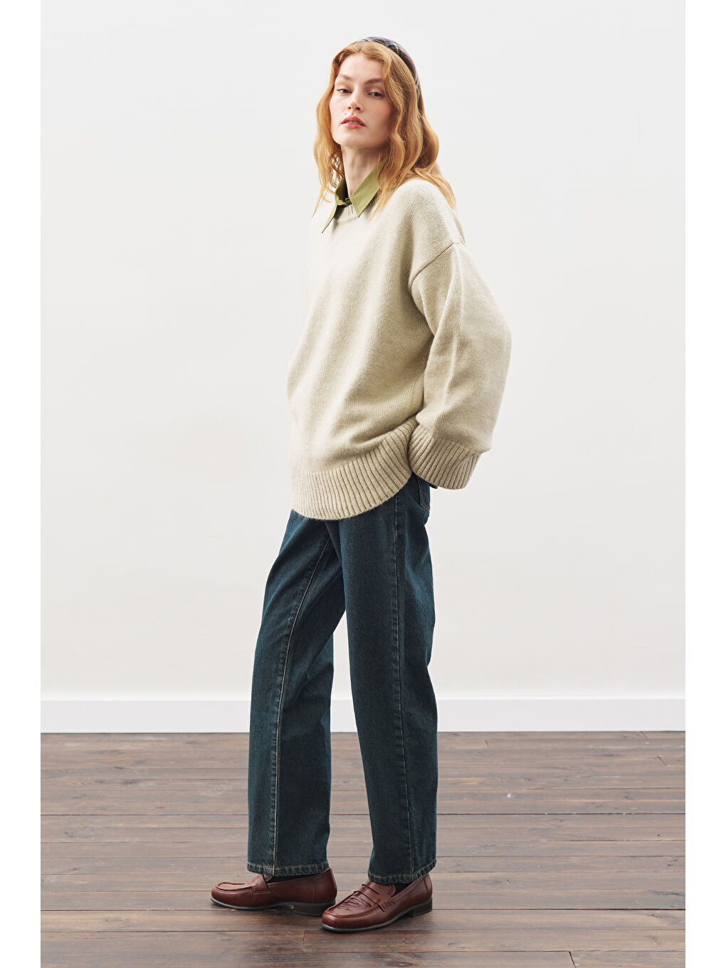 Straıght Ankle Jean Pantolon Gri Mavi-4