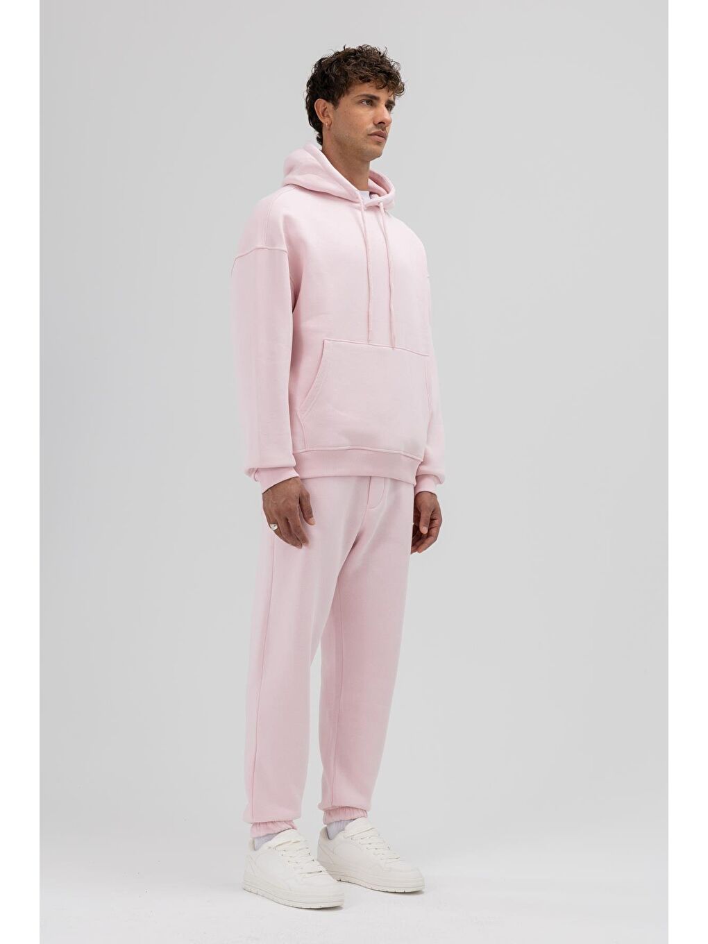 Basic Oversize Kapüşonlu Sweatshirt Lila-1