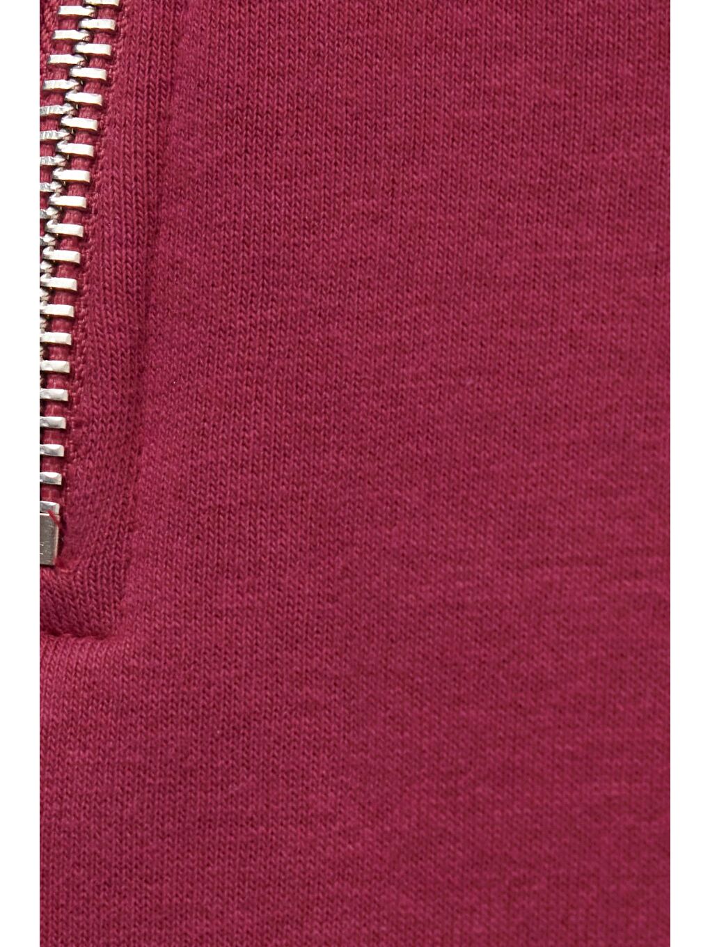 Unisex Relax Fit Rahat Kesim Pamuklu İçi Polarlı Yarım Fermuarlı Fuşya Dik Yaka Sweatshirt-5
