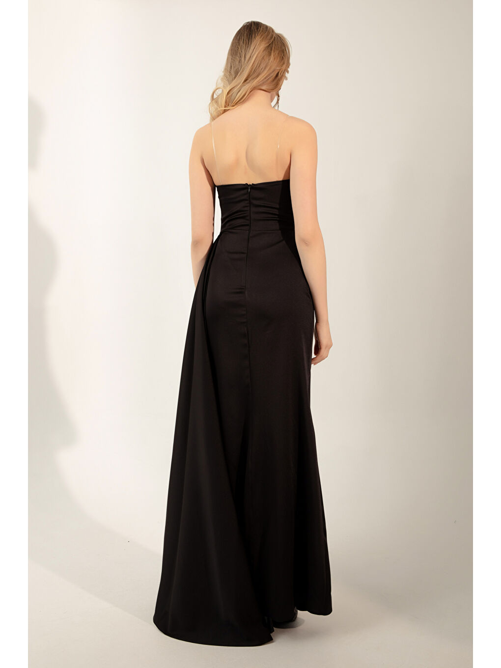 Kadın Siyah Göğüs Taşlı Uzun Abiye Elbise-2