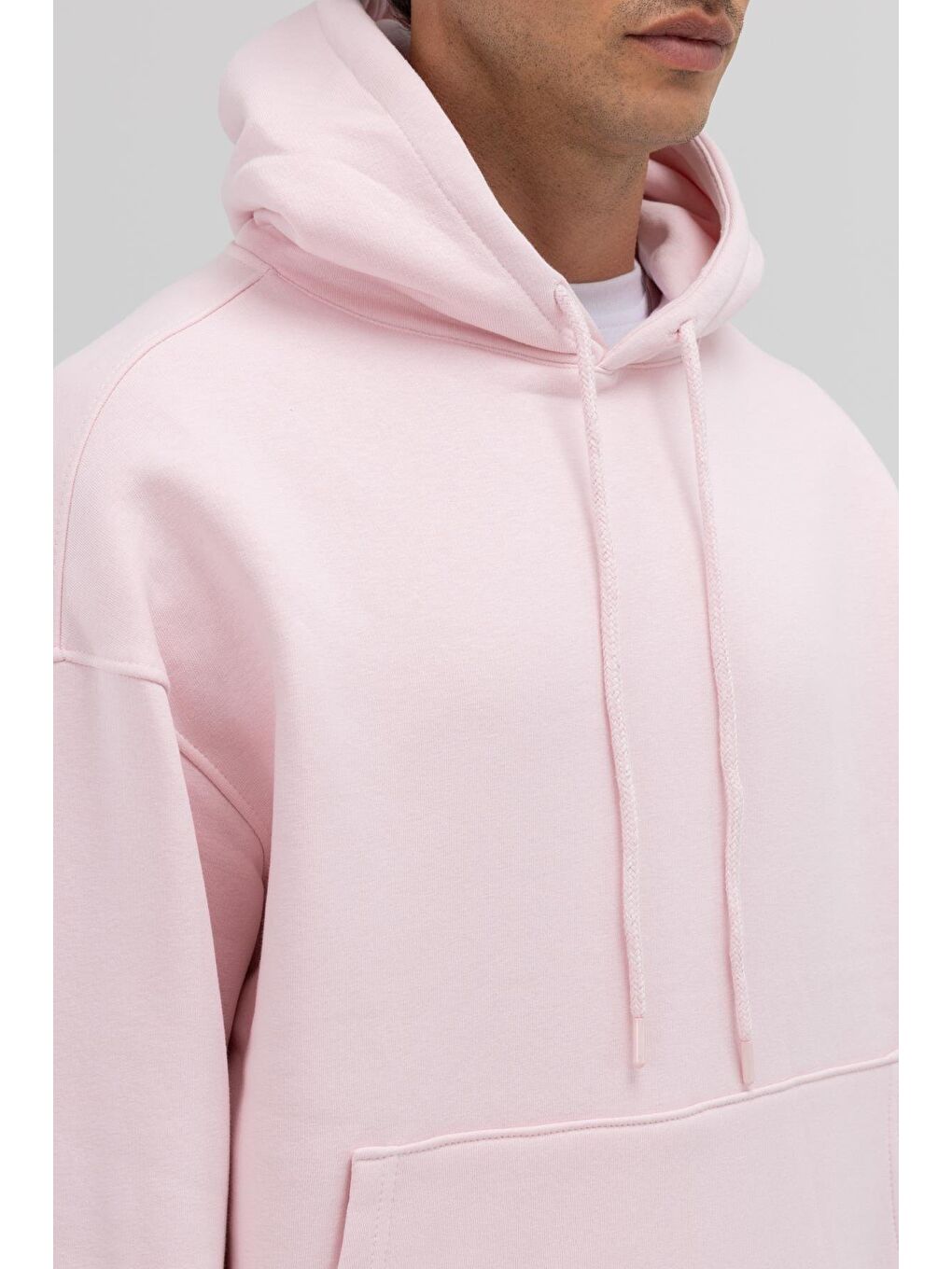 Basic Oversize Kapüşonlu Sweatshirt Lila-4