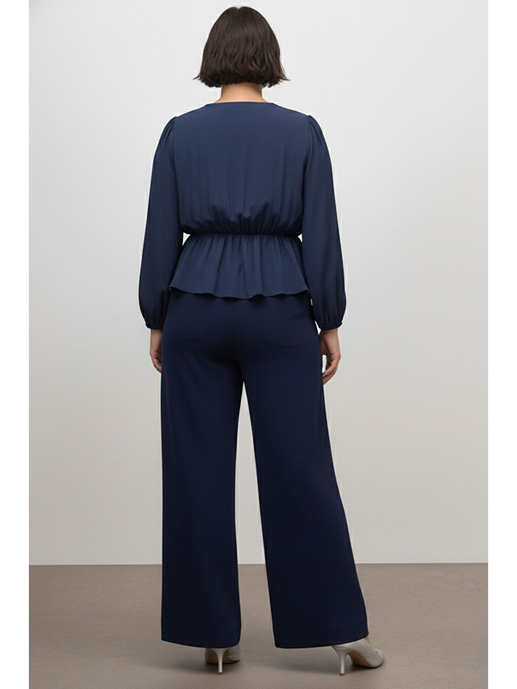 Lacivert Beli Lastikli Bluz-1