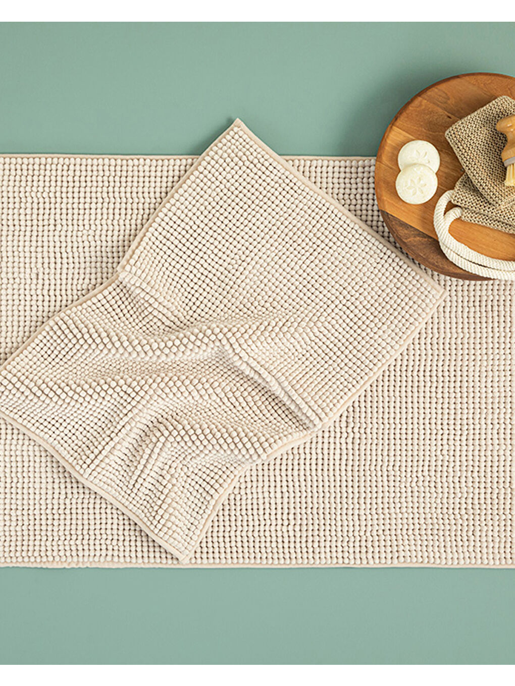 Paige Makarna Banyo Paspası Seti Bej