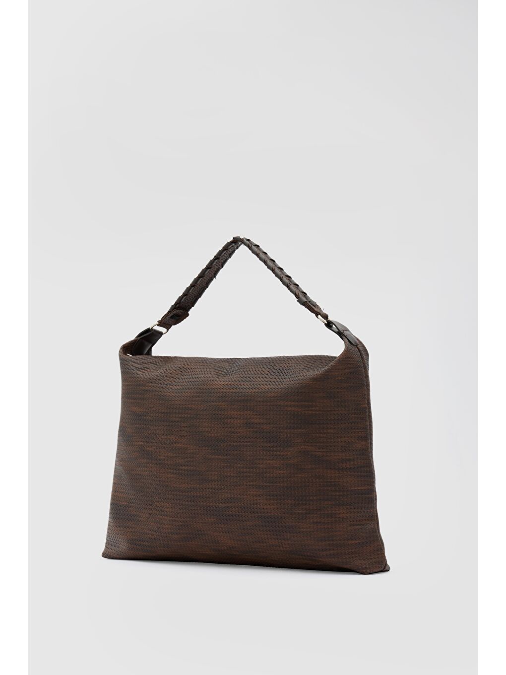 Kahverengi Polly Örgülü Salaş Omuz Çantası Kahve-1