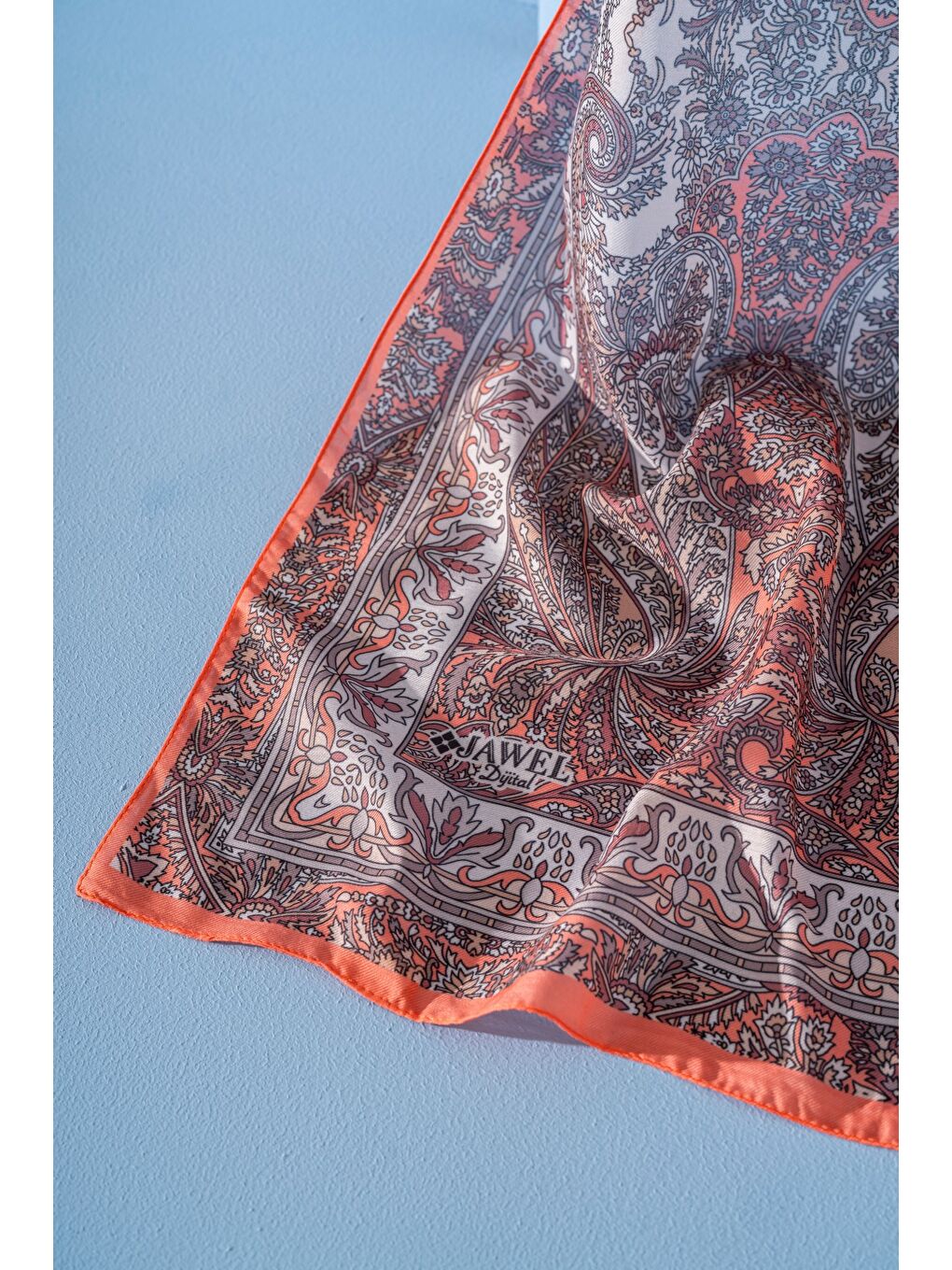Turuncu Kadın Etnik Desen Soft Nysa Şal-1