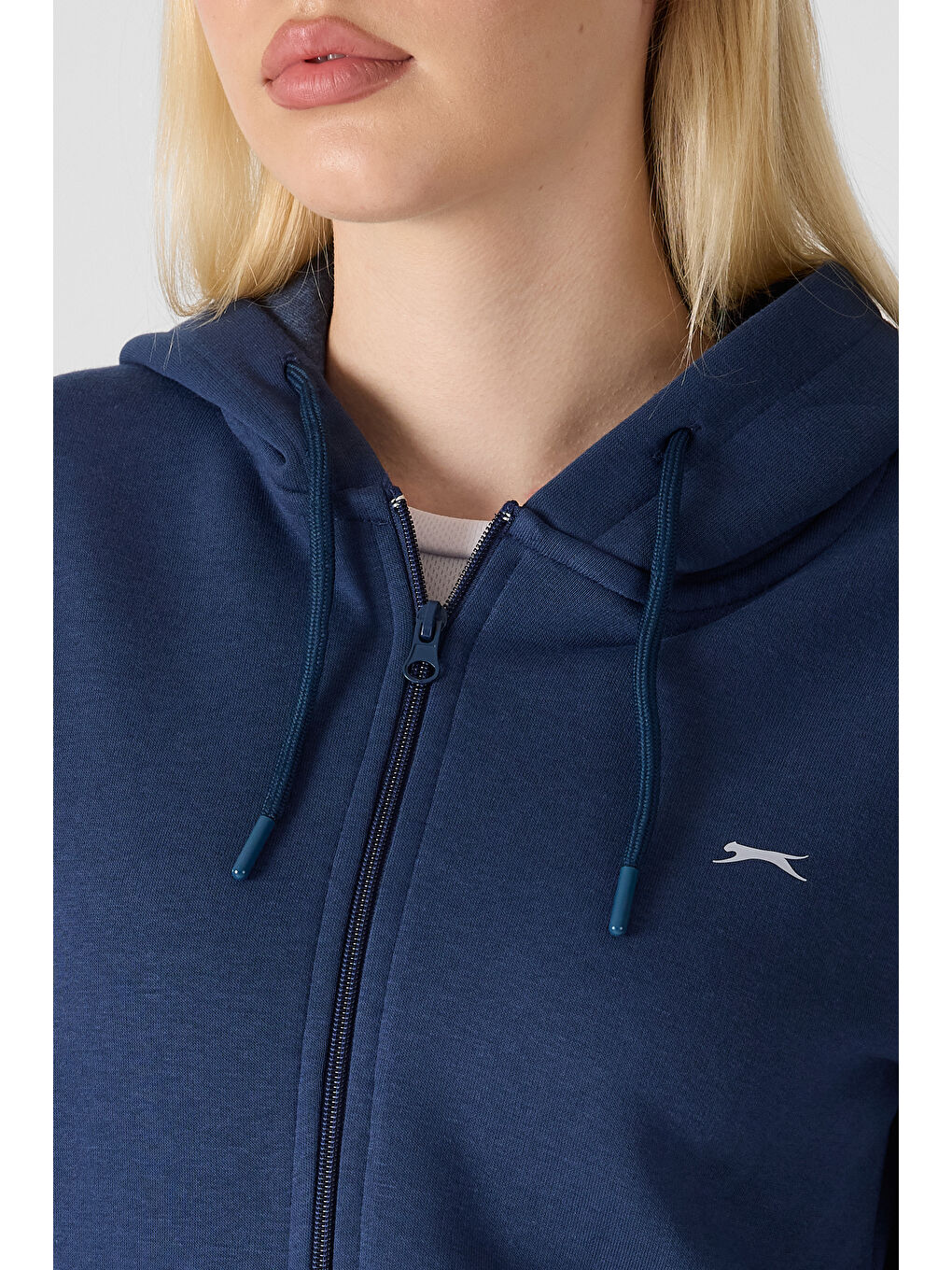 MILIO I Kadın Fermuarlı Kapüşonlu Cepli Lacivert Sweatshırt-1