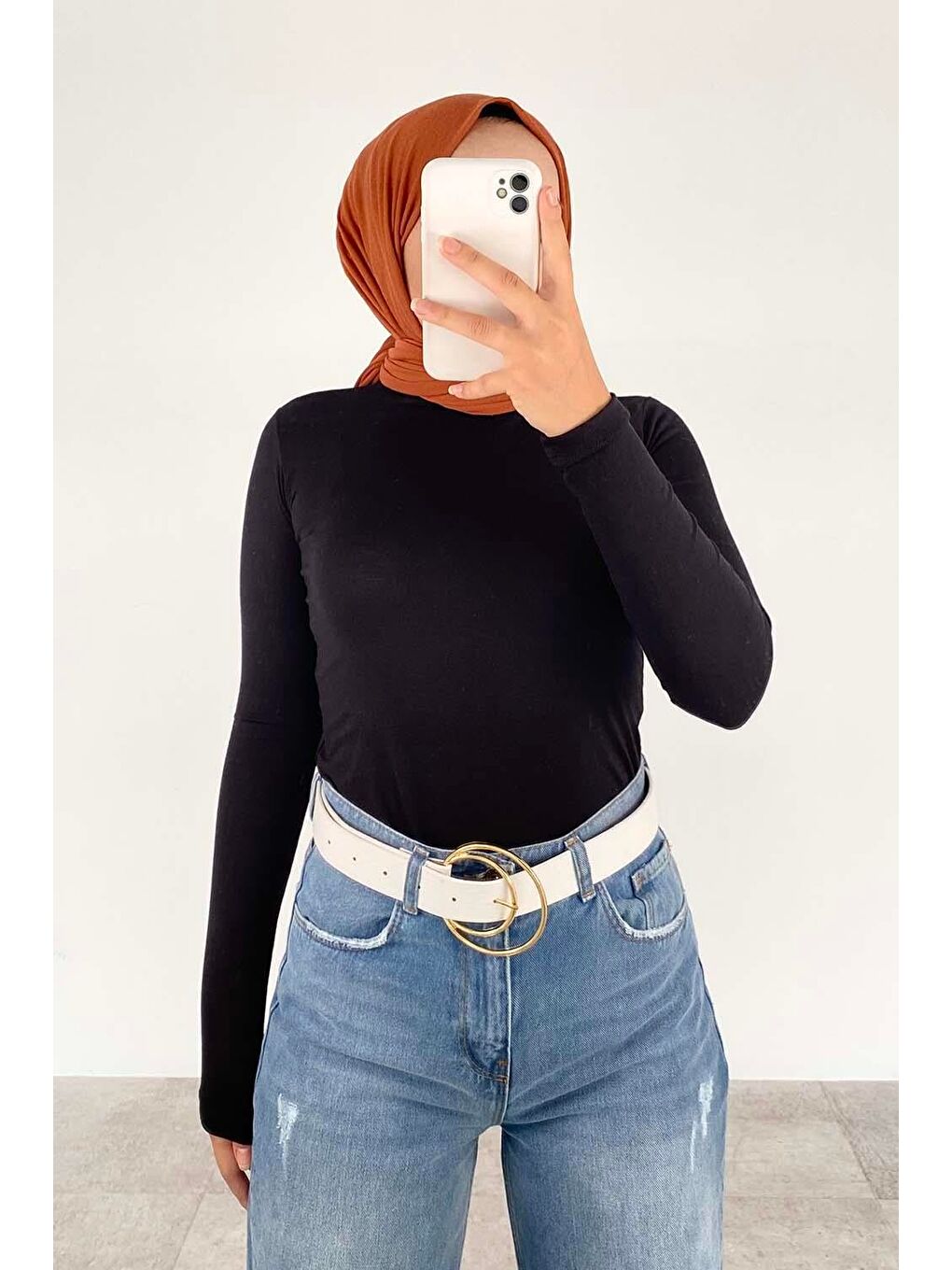 Yarım Balıkçı Yaka Düz Renk Body Siyah