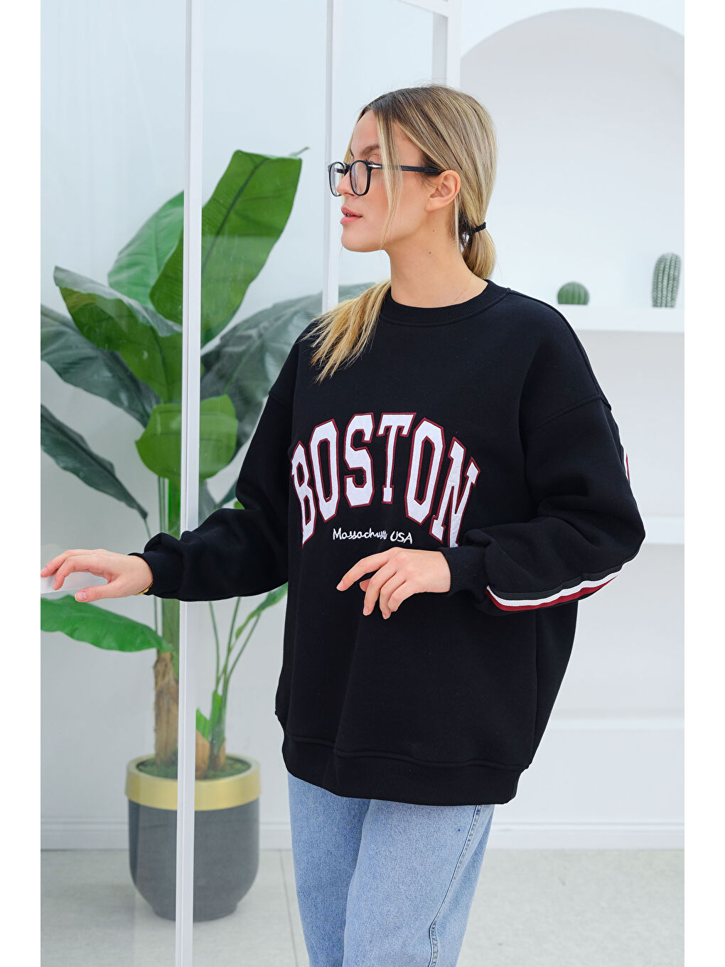 Locco Moda Boston Baskılı Sweat Siyah - 1