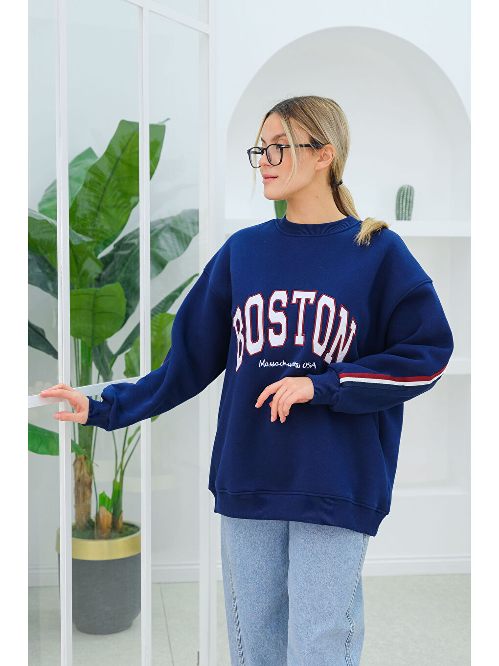 Locco Moda Boston Baskılı Sweat Lacivert - 1