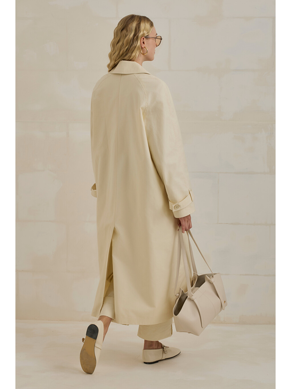 Gabardin Trençkot Ekru-4