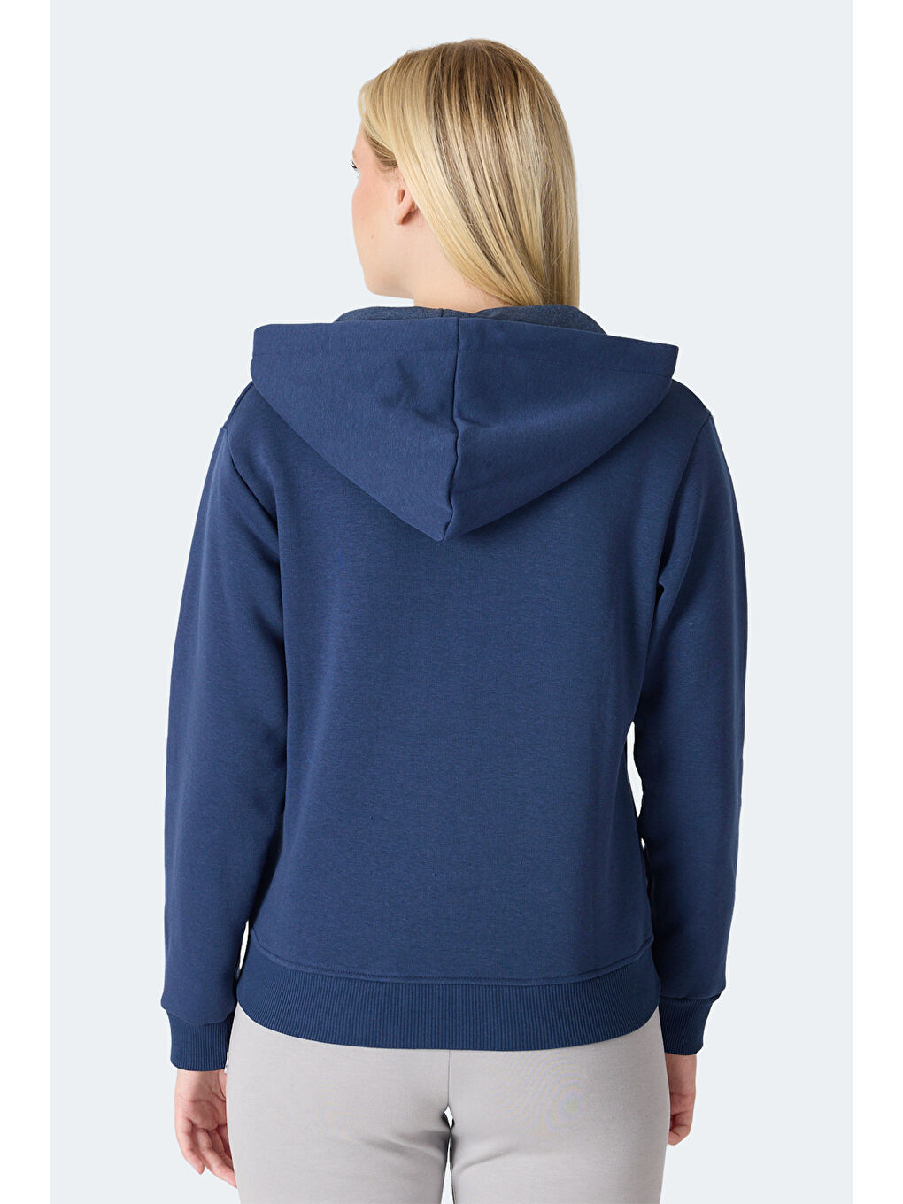 MILIO I Kadın Fermuarlı Kapüşonlu Cepli Lacivert Sweatshırt-4