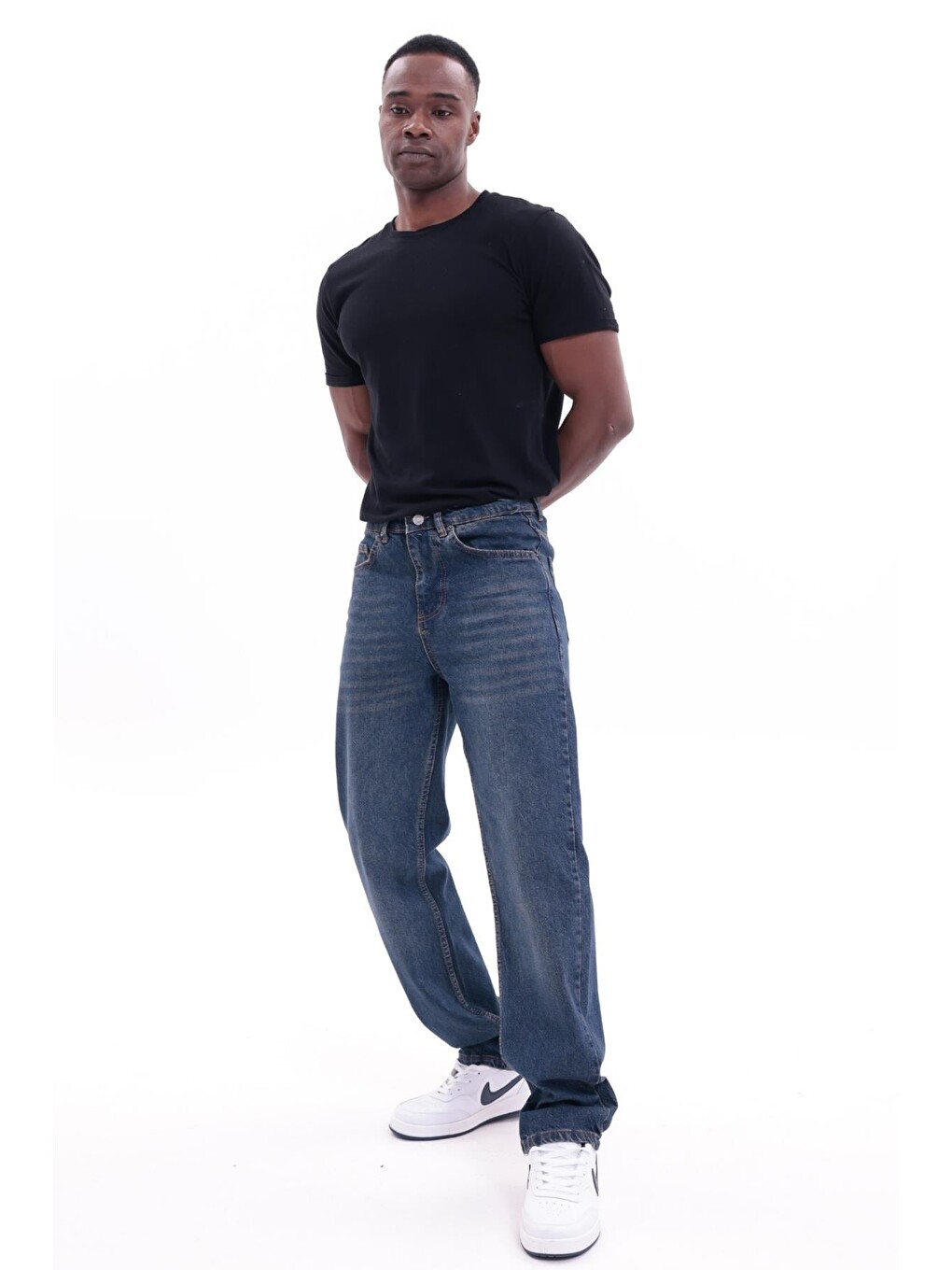 Lacivert Erkek Baggy Bol Kesim Jean Pantolon-1