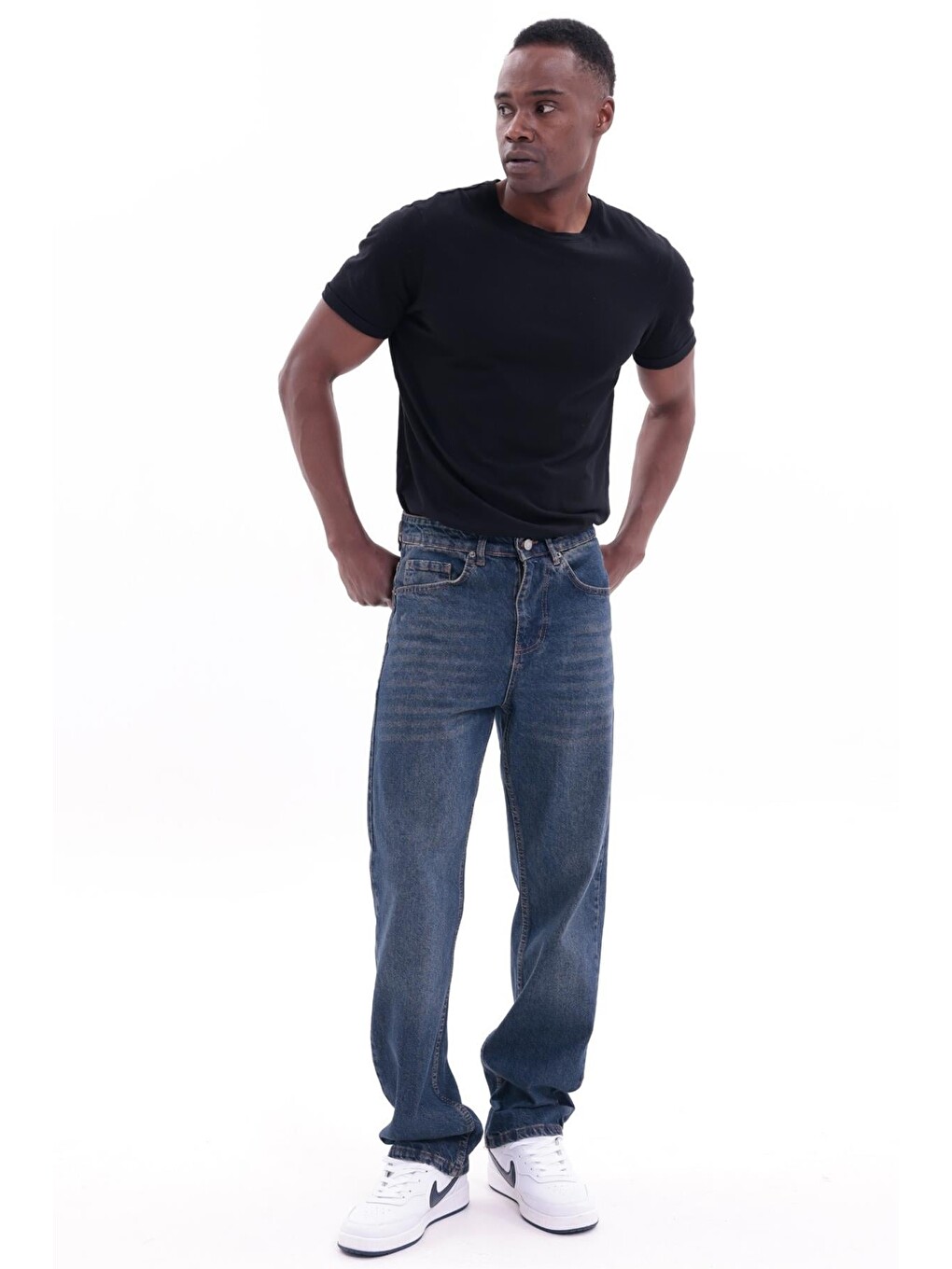 Lacivert Erkek Baggy Bol Kesim Jean Pantolon-2