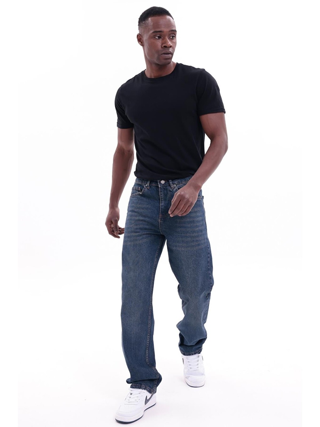 Lacivert Erkek Baggy Bol Kesim Jean Pantolon-3