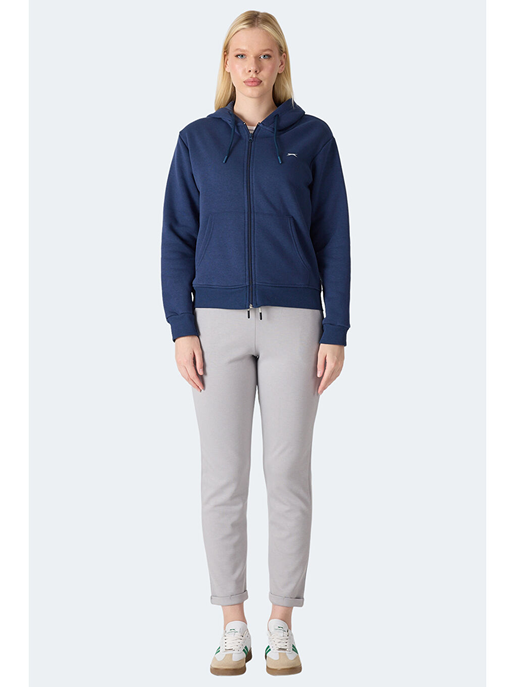 MILIO I Kadın Fermuarlı Kapüşonlu Cepli Lacivert Sweatshırt-6