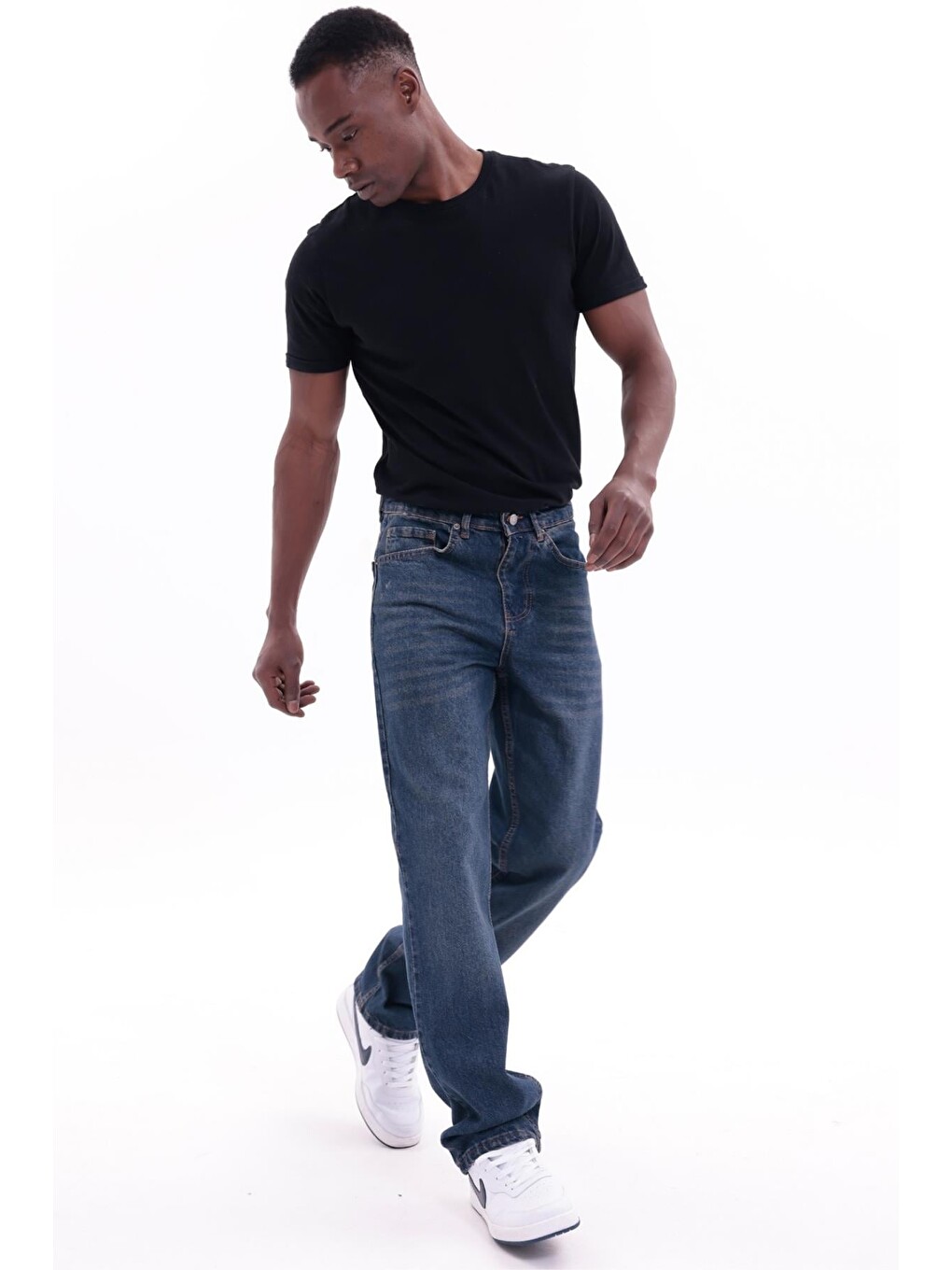 Lacivert Erkek Baggy Bol Kesim Jean Pantolon-4