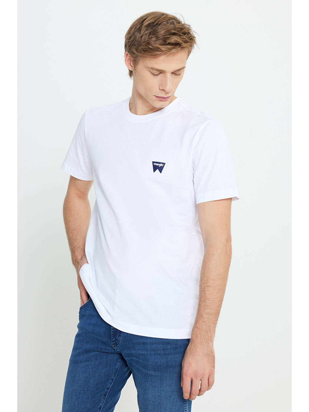 Regular Fit Normal Kesim %100 Pamuk Bisiklet Yaka Beyaz Tişört-1